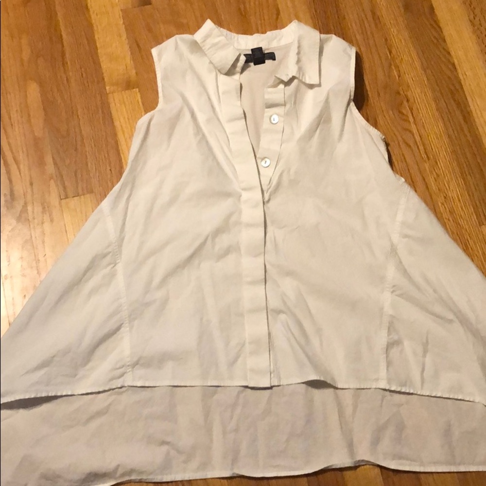 Fun, flared, sleeveless button down tunic